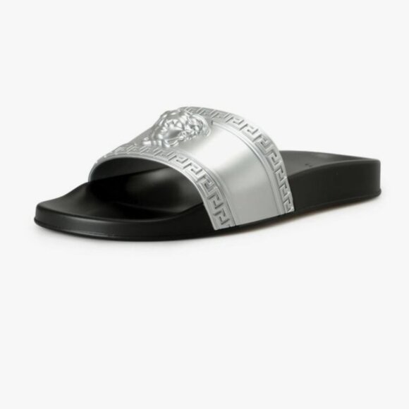 Men\'s Versace Silver Medusa Slides